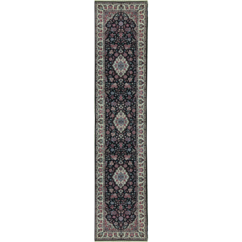 Hand-Knotted High-Quality Black Runner