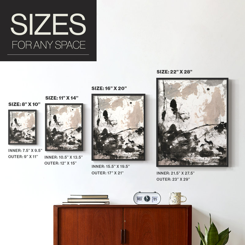 Disarray II Framed Print - Solid Wood, Black, 14" H x 11" W
