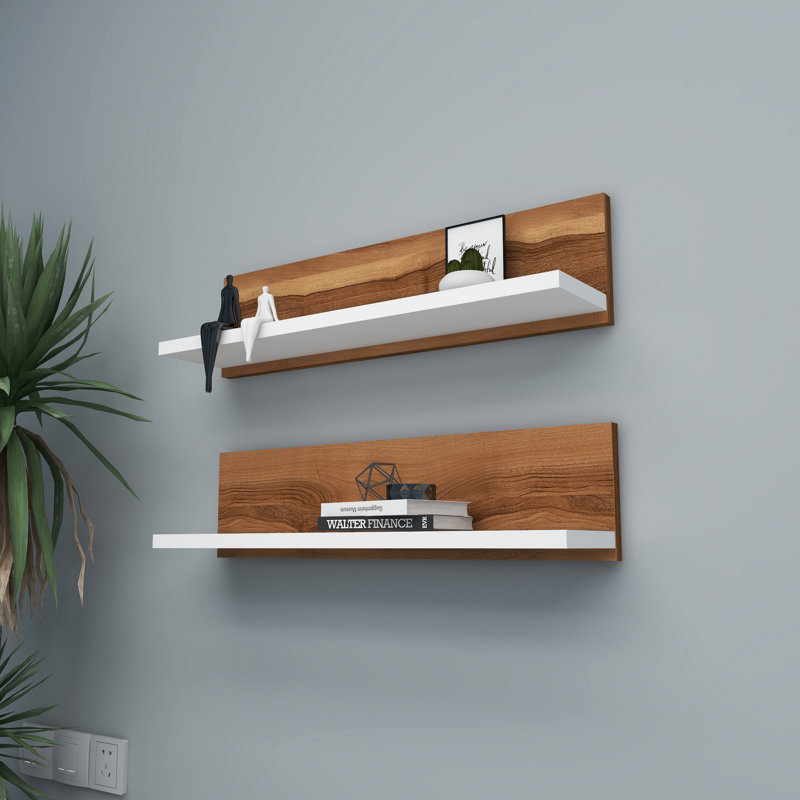 Locelso Floating Shelf, Brown/White