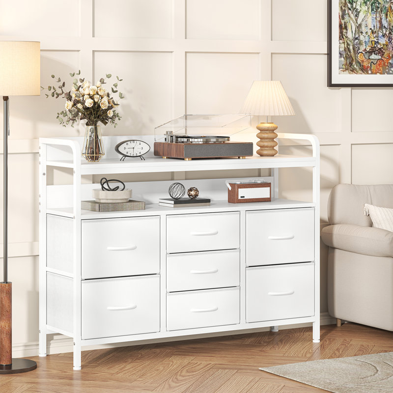 Metal 30cm W 7 - Drawer Chest of Drawers, White