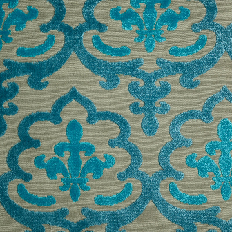 Marrakesh - Damask Pattern Cut Velvet Upholstery Fabric, Grass