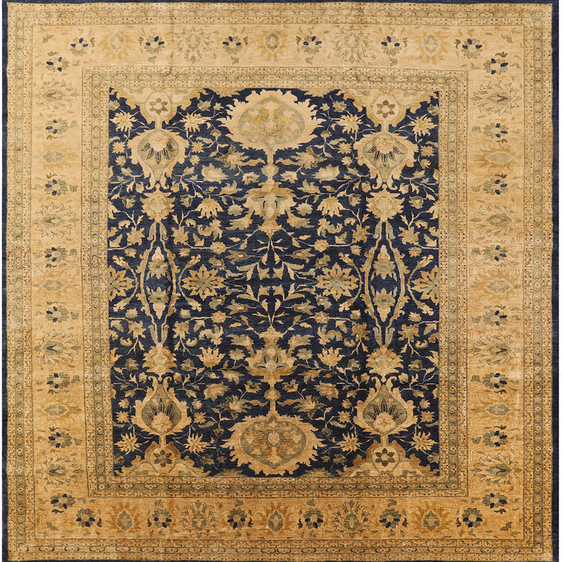 Tapis oriental beige / noir Dirazan, Carré 6 pi
