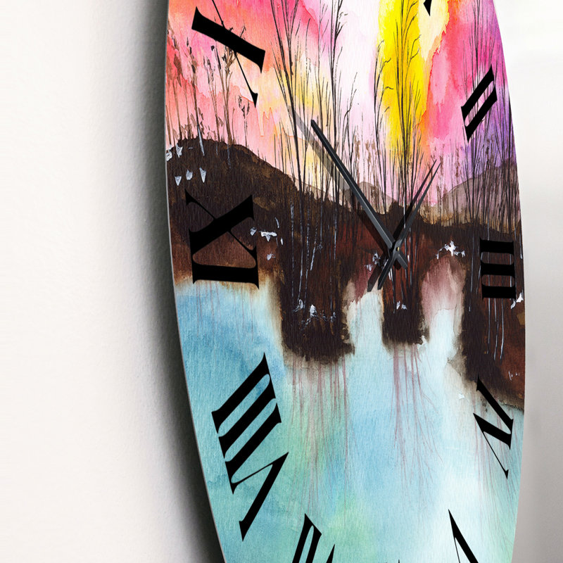 Un paysage avec un lac bleu - une horloge murale, Surdimensionné