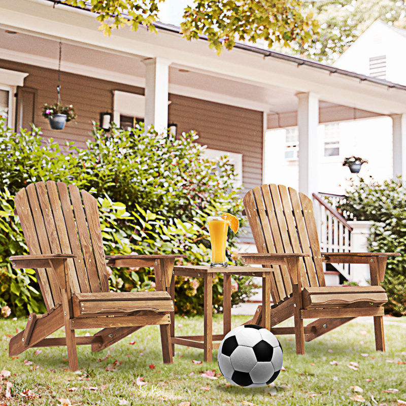 Wooden Outdoor Folding Adirondack Chair Set Of 2, Natural