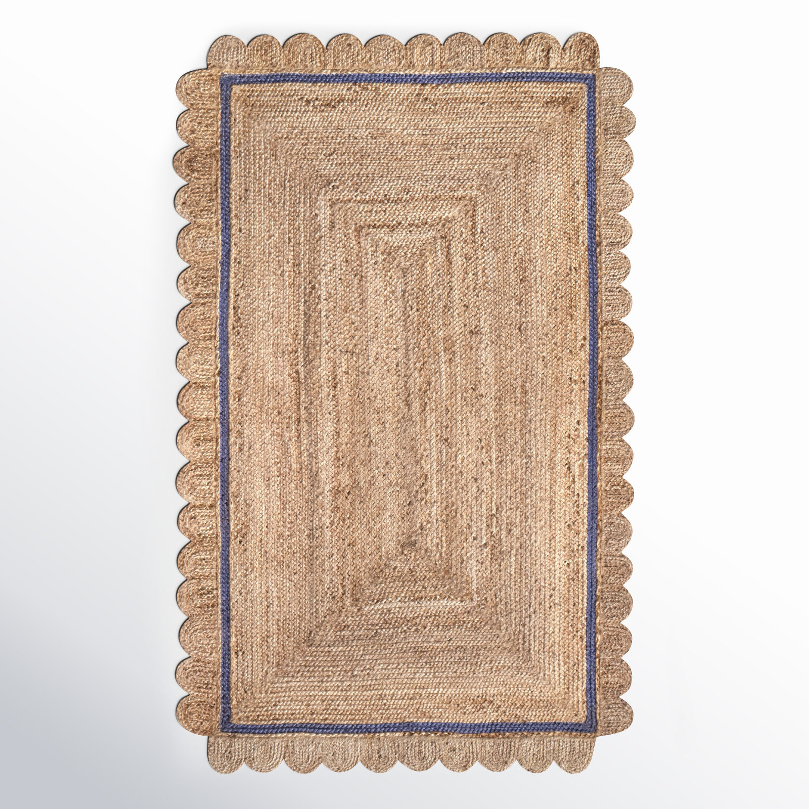 Damask Petals Braided Jute Area Rug, Rectangle 3' x 5'
