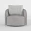 Fauteuil pivotant Vinnie, chenille grise, grand coussin en velours côtelé