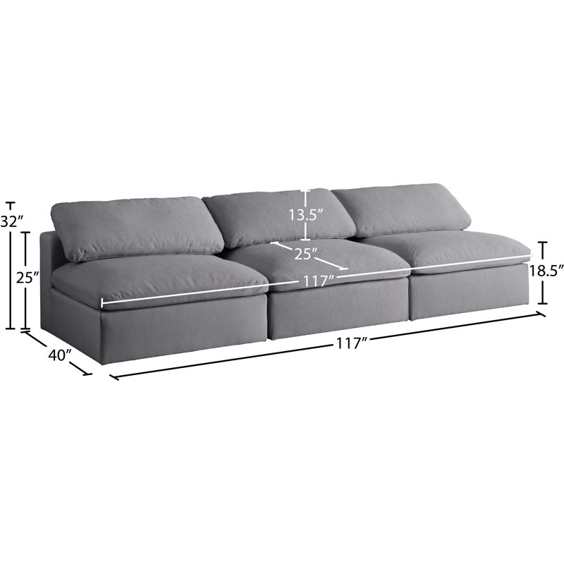 Burrows Upholstered Sofa, Grey Linen Textured Fabric