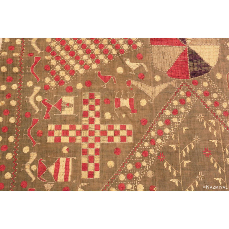 Broderie indienne antique en soie