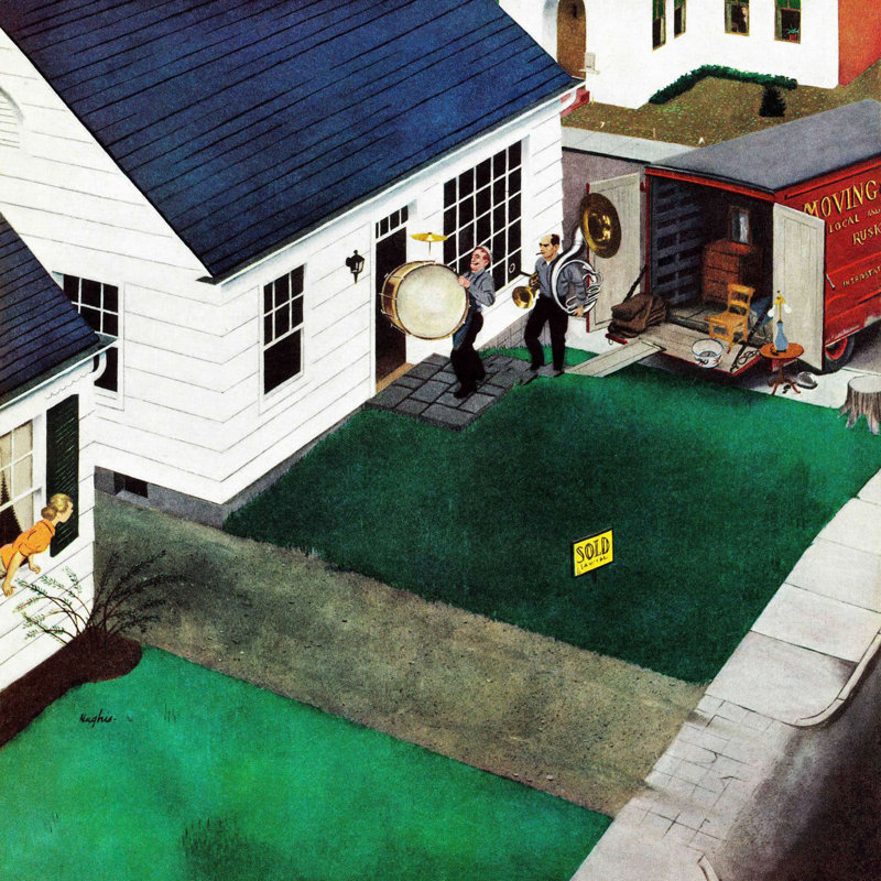 " The Tuba Next Door " by George Hughes Painting Print, 32" H x 32" W