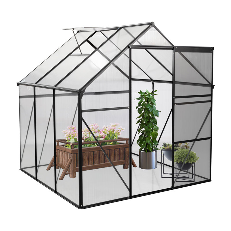 Base surélevée en polycarbonate pour serre, Noir, noir, noir, noir, H 75,6 po x l 74,4 po x P 74,4 po