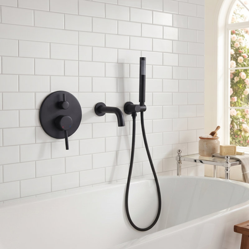 Wall Bath Faucet with Diverter, Matte Black