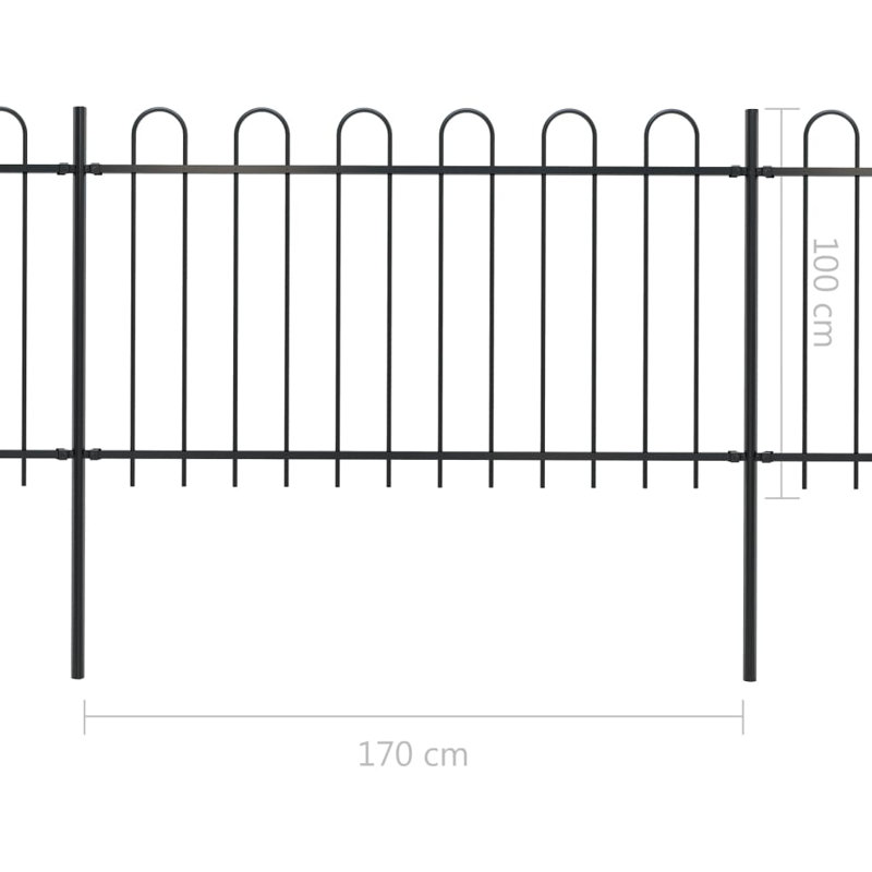 Celinda Black Metal Fence Panels Included, 100cm H x 510cm W x 0.5cm D