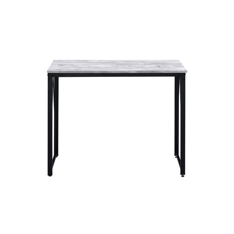 Bureau antique blanc et noir - Design minimaliste moderne Base de table rectangulaire en métal de 15 mm d'épaisseur avec structure en bois composite en forme de V, espace pour les jambes suffisant et bureau élégant