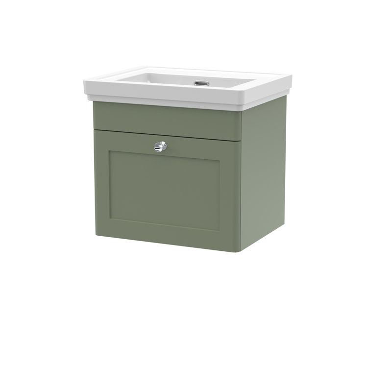 Classique 531mm Single Bathroom Vanity with Drop In Vitreous China Basin, Satin Green