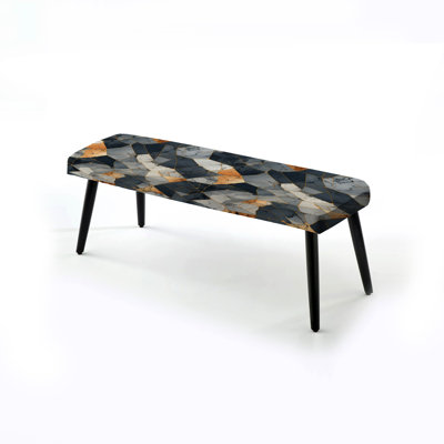 Grey Industrial Chic Marble Escape - Marble Upholstered Black Bench