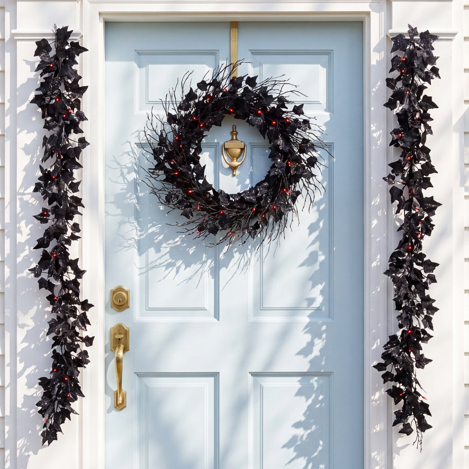 Halloween Faux Mixed Assortment Lighted Polyethylene Plastic Wreath