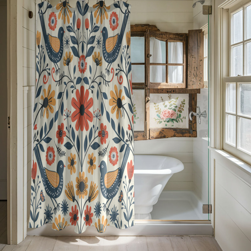 Folklore Bloom - Premium Shower Curtain, 74"H x 71"W