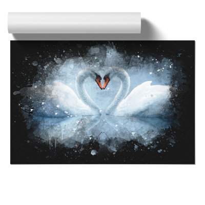 White Swan Paint Splash - Frameless Print