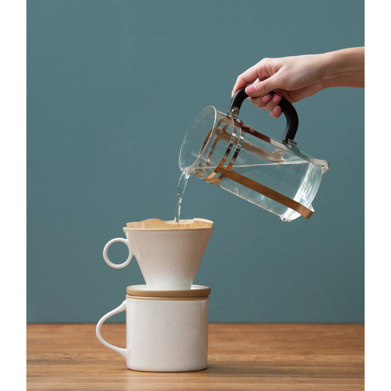 VIP Stoneware 8 in. White Pour Over Coffee Drip Mug Set of 2