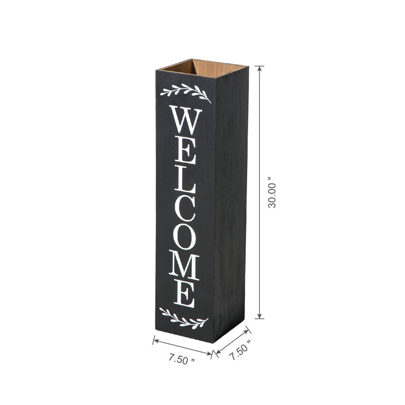 Collton Double Sided Wooden "WELCOME PORCH" Porch Sign, Black/White