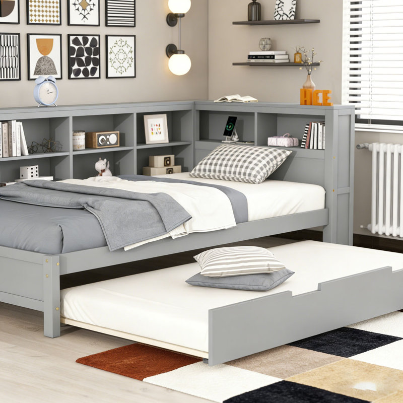 Wooden Twin Size DayBed with Twin Size, Gray
