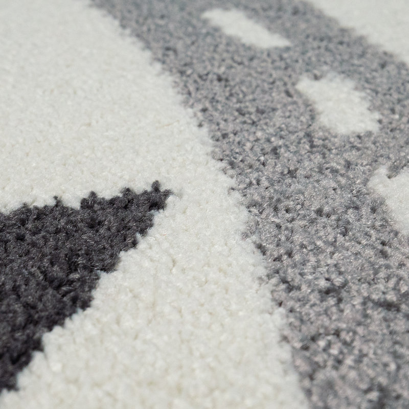 Pastel Multicolor Polypropylene Nursery Rug with Streets and Cars Motif