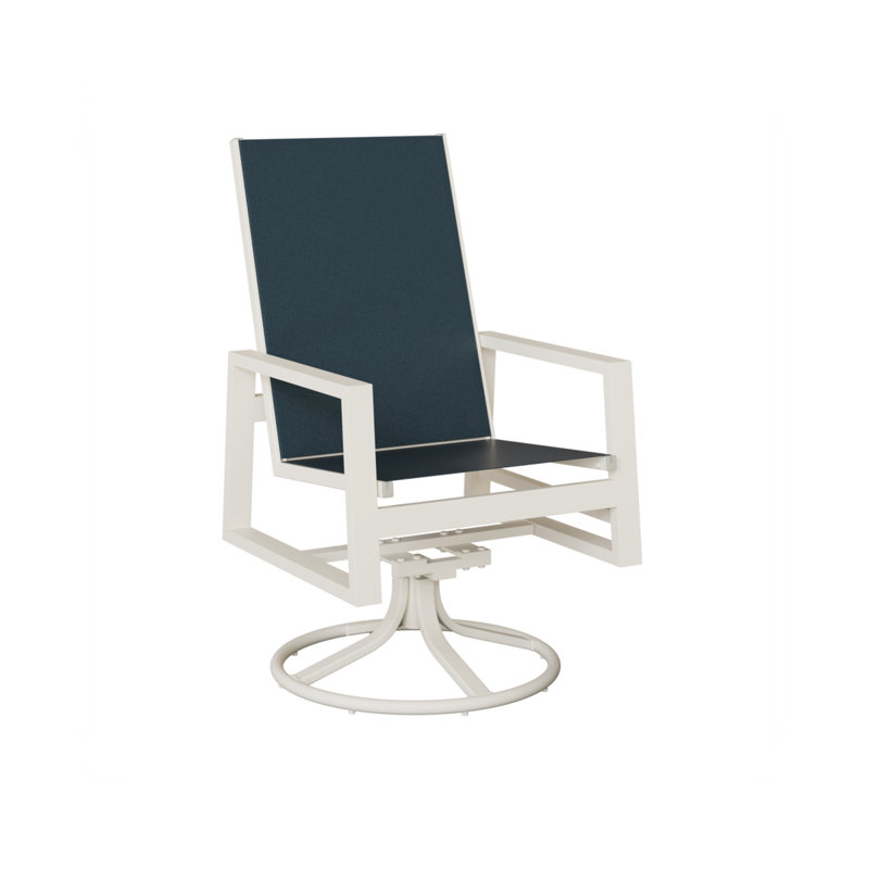 Chaise berçante berçante à haut dossier berçant Vida Berlin Gardens, Marine, Aluminium blanc mat