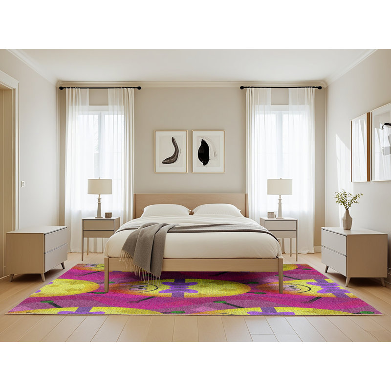 Tapis décoratif rose Pettiford, Rectangle 5 pi x 8 pi
