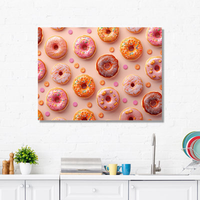 Fun Pattern Of Cartoon Donuts - Food Donuts Wall Art Living Room