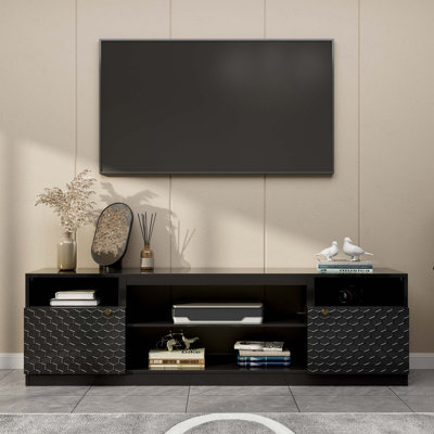 Modern Minimalist TV Stand with Ample Storage and Cable Management