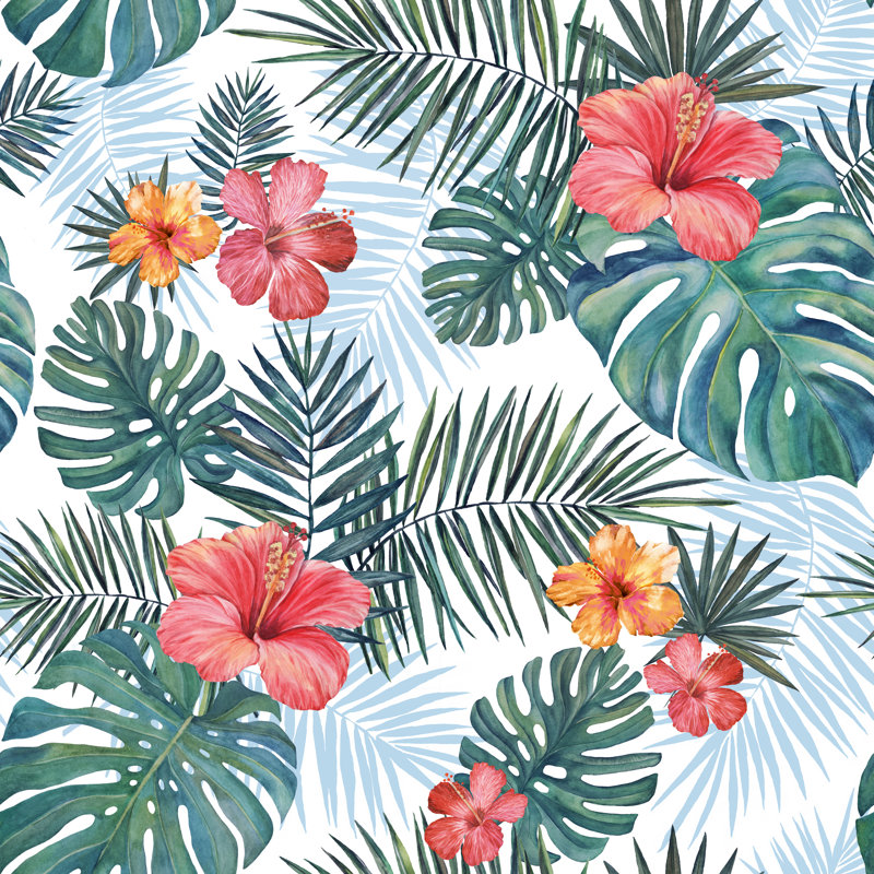 Marathovounos, aquarelle tropicale sans soudure sur toile, impression, H 12 po x l 12 po x P 1,25 po