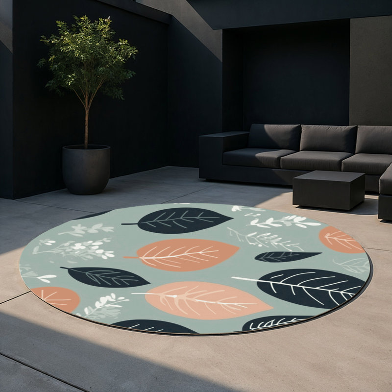 Mossy Flow Indoor And Outdoor Area Rug, Round 5'