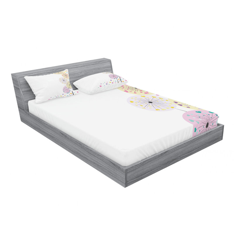 Microfiber Polka Dots Sheet Set, Queen Sheet Set with Fitted Sheet