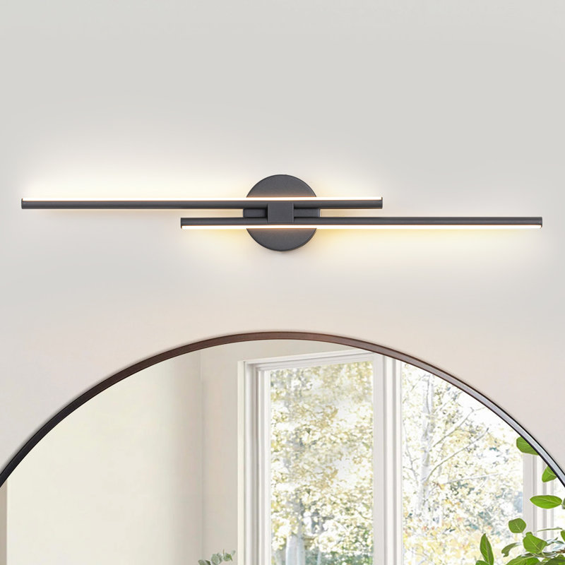 31" W 2-Light Dimmable LED Vanity Light, Matte Black, 3000K