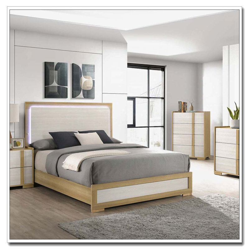 Wood LED Panel Bed