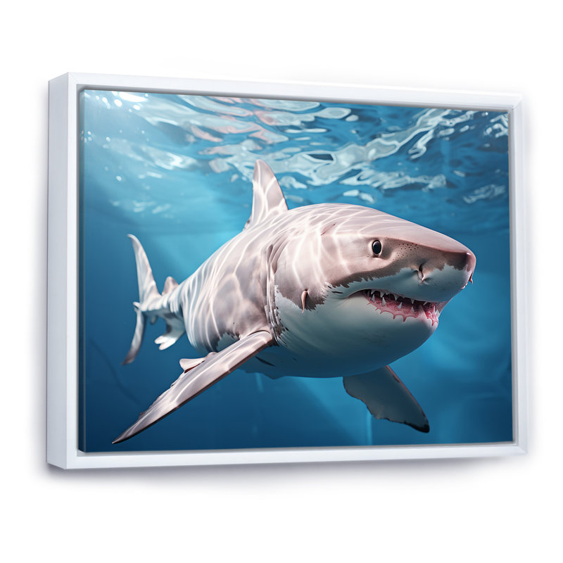 " Oceans Blue Ghost Shark Photography IV ", 16" H x 32" W x 1" D, White Floater Framed