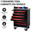 Chariot à outils pour atelier 7 tiroirs avec roulement à billes et serrure à clé-1698332645