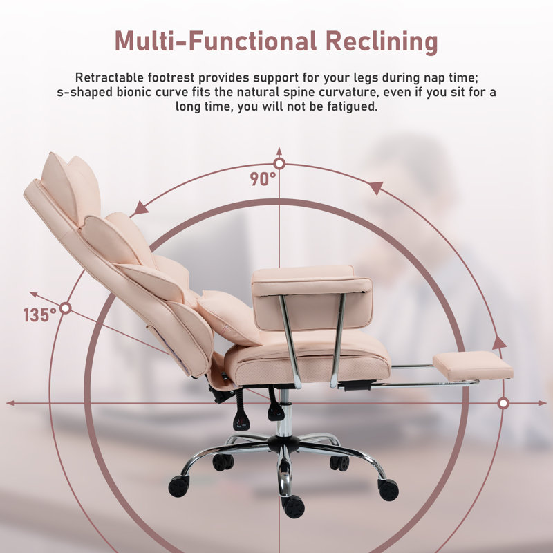 Chaise de travail de massage à 8 points, chaise de bureau ergonomique à haut dossier, capacité de poids de 500 lb, dossier et repose-pieds réglables de 90 ° à 135 °