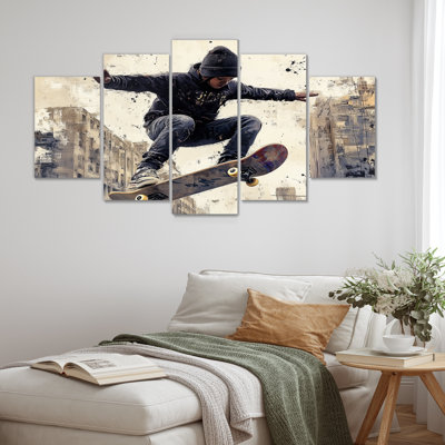 Black Skateboard Street Womens Accented With - Skateboard Wall Decor Set