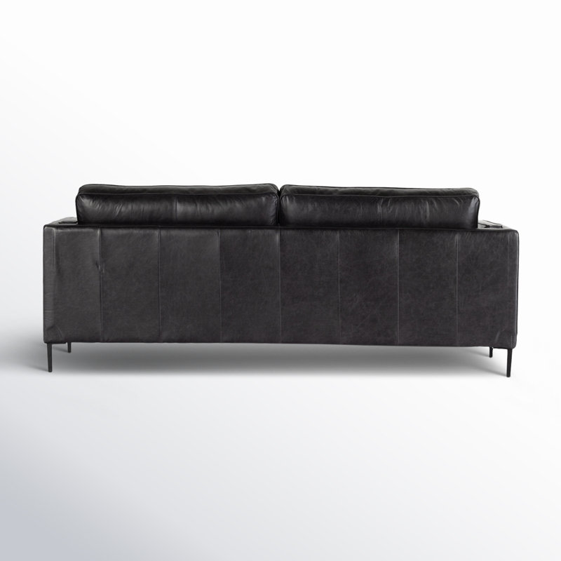 Emery Genuine Leather 84" Square Arm Sofa, Sonoma Black Genuine Leather
