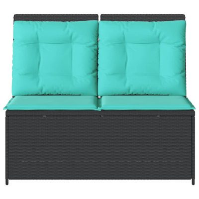 Latitude Run Reclining Patio Bench With Cushions Poly Rattan by Latitude Run