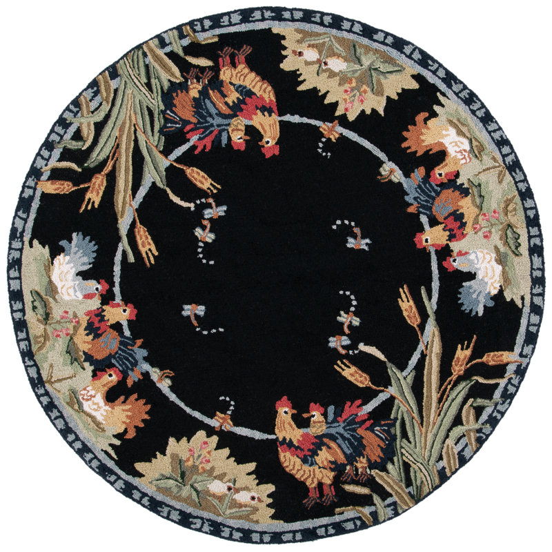 Tapis oriental en laine crocheté à la main Kinchen, Rond 3 pi