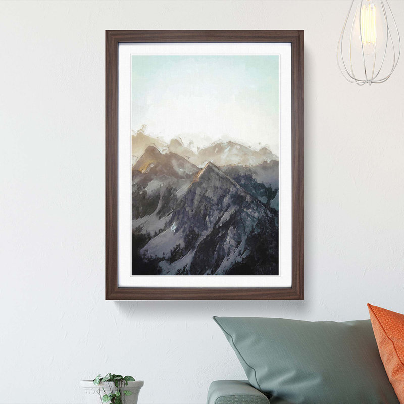 Mountain Range in Abstract - Picture Frame Graphic Art Print, 65cm H x 48cm W x 2cm D, Walnut Framed