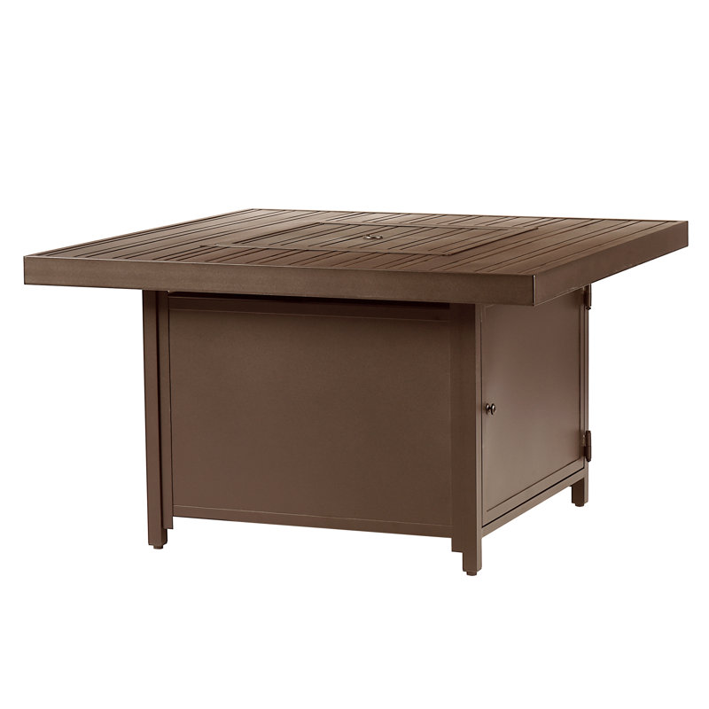 Gulli Square Aluminum Propane Smokeless Fire Pit Table with Hidden Fuel Tank, Brown