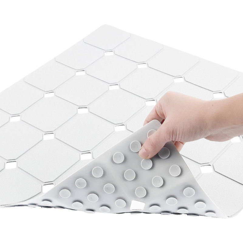 21"x21" Non-slip Silicone Shower Mat White
