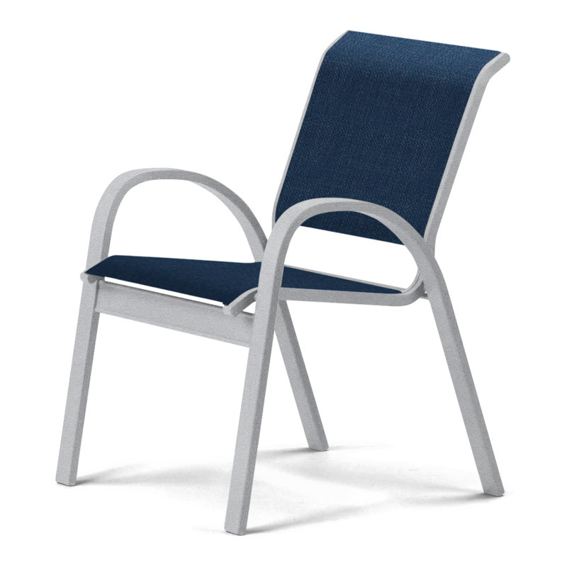 Aruba 1 Outdoor Dining Armchair, Textured Desert, Navy 13D Sunbrella®