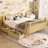 Full Kids Wood Platform Bed with Guardrails, Twin Low Profile Bed with Storage Drawers for Boys & Girls, Natural-1947741459-1947741457