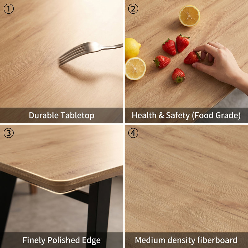Extendable Dining Table Set, 130 x 170cm Oak Finish MDF Rectangular Top, Corner benches and benchesr, Modern Contemporary Style for Dining Room and Kitchen