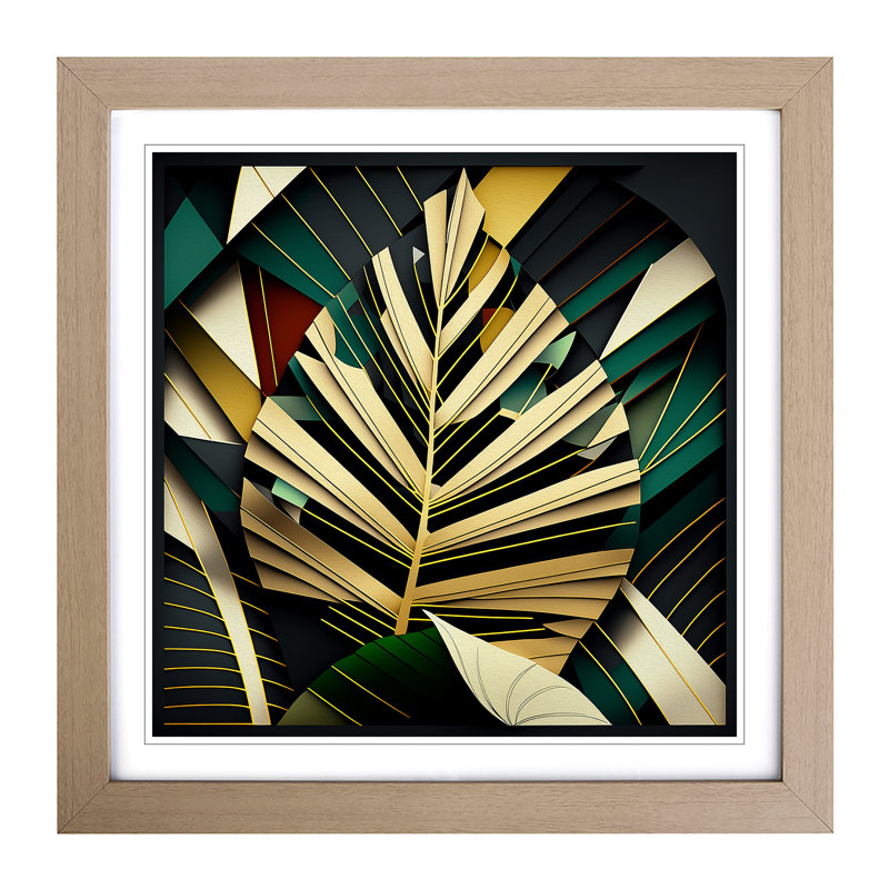 Palm Leaf Constructivism No.2 - Framed Print, Oak