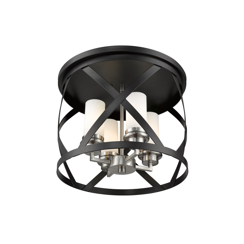 Bedias Glass Flush Mount, Brushed Nickel